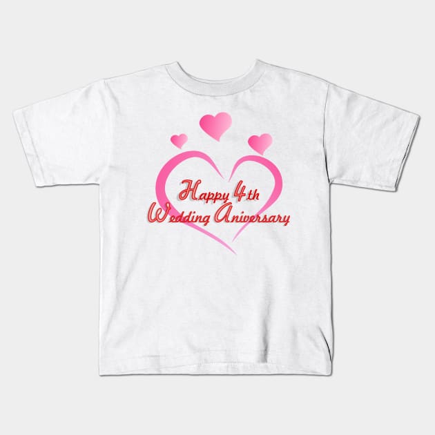 Happy 4th wedding anniversary Kids T-Shirt by namifile.design